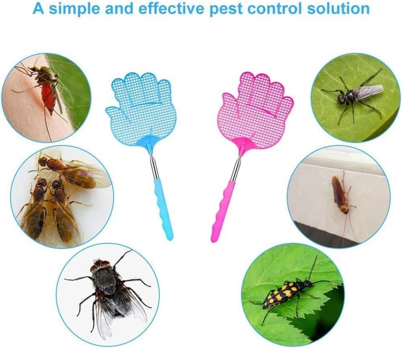 fashion mania 3pcs Retractable Fly Swatters, Durable Plastic Fly Swatter Heavy Set, Practical Retractable Mini Fly Racket with Stainless Steel Rod, Heavy Duty Fly Swatter for Indoors and Outdoors - Image 3