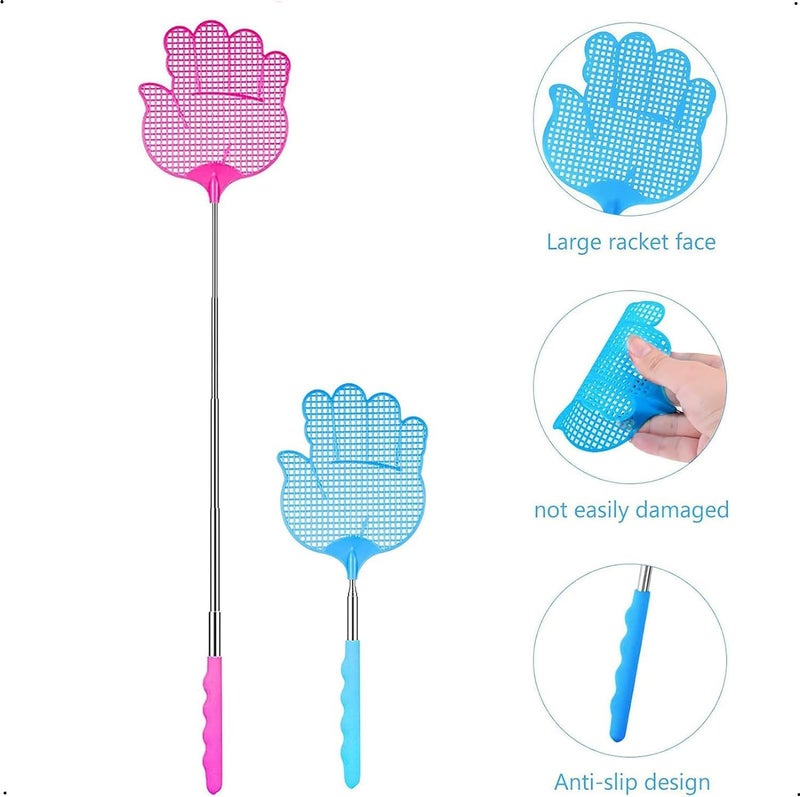 fashion mania 3pcs Retractable Fly Swatters, Durable Plastic Fly Swatter Heavy Set, Practical Retractable Mini Fly Racket with Stainless Steel Rod, Heavy Duty Fly Swatter for Indoors and Outdoors - Image 4