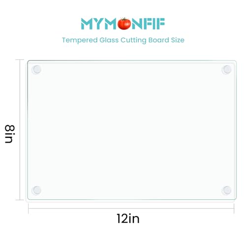 Mymonfif Tempered Glass Cutting Board for Kitchen, Clear Glass Board for Countertop, with Non-Slip Feet, Heat Resistant, Small Size 12x8" 1Pcs - Image 2