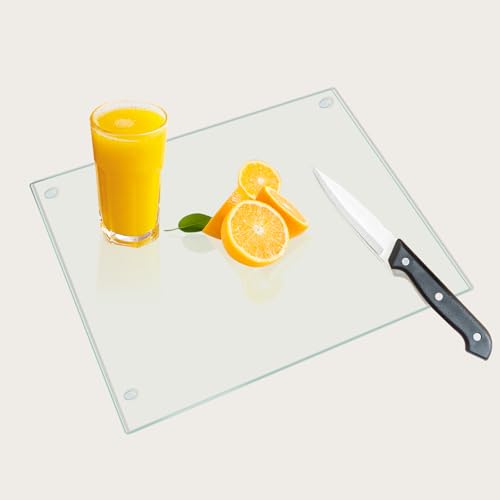 Mymonfif Tempered Glass Cutting Board for Kitchen, Clear Glass Board for Countertop, with Non-Slip Feet, Heat Resistant, Small Size 12x8" 1Pcs - Image 1