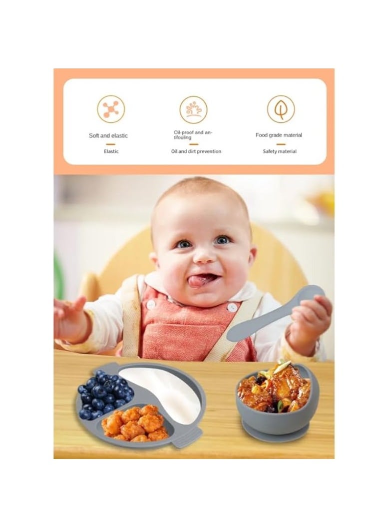 Generic Fantastic-Kids-Toys Silicone Toddler Dinnerware Set, BPA Free Toddler Plate Set with Bib, Divided Plate, Cup, Spoon, Fork, Bowl, 6-Piece Toddler Utensils for Girls and Boys  - Image 3