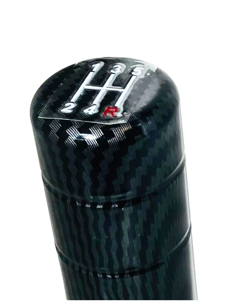 NOS Metal Automobile Gear Shift Head, Stylist Black and Gray Printed Aluminum Alloy Gear Shift Knob 14cm/5.5inch Length, Wearproof for Car (Carbon Fiber) - Image 4