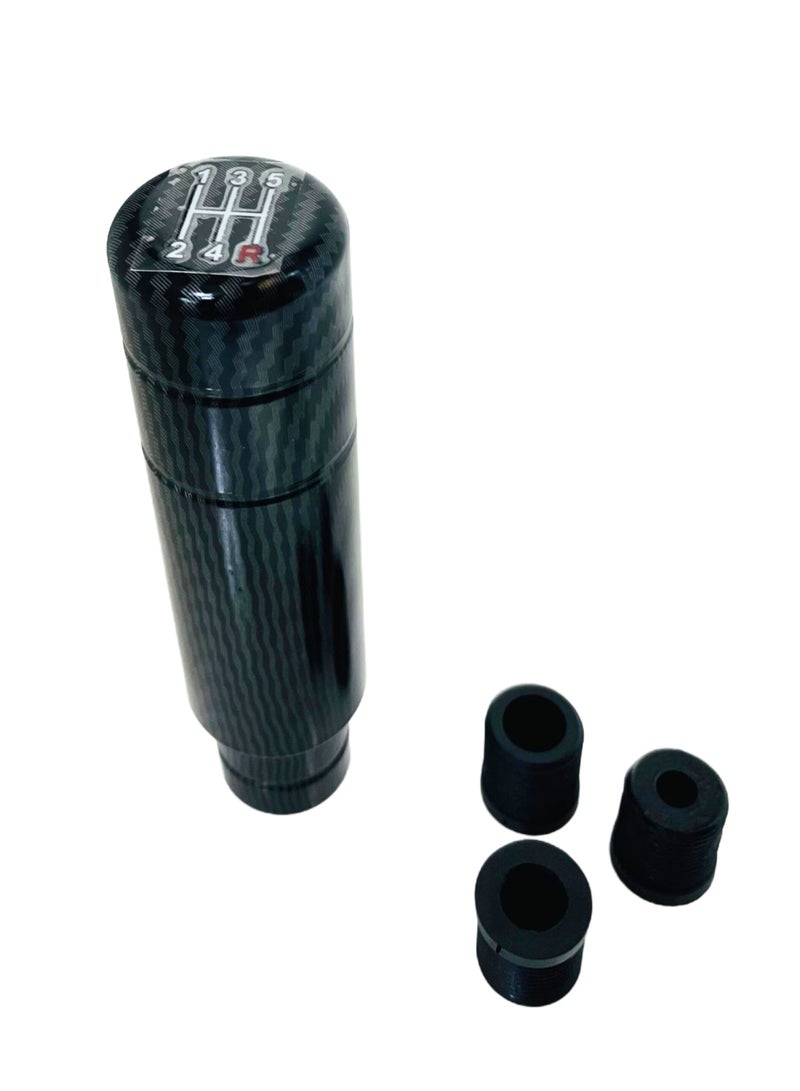 NOS Metal Automobile Gear Shift Head, Stylist Black and Gray Printed Aluminum Alloy Gear Shift Knob 14cm/5.5inch Length, Wearproof for Car (Carbon Fiber) - Image 1