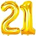 Jonhamwelbor 21 Number Balloons Gold Big Giant Jumbo Number 21 Foil Mylar Balloons for 12th or 21st Birthday Party Supplies 21 Anniversary Events Decorations - Image 4