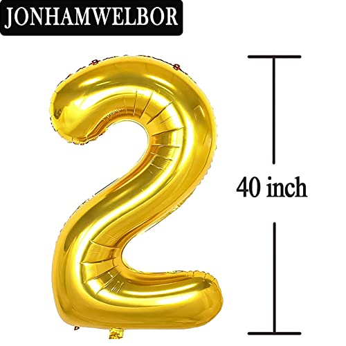 Jonhamwelbor 21 Number Balloons Gold Big Giant Jumbo Number 21 Foil Mylar Balloons for 12th or 21st Birthday Party Supplies 21 Anniversary Events Decorations - Image 5