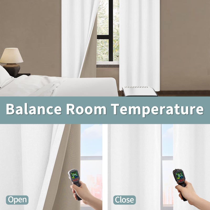 BGment Pure White Blackout Curtains 54 Inch Length for Bedroom 2 Panels Set  Linen Textured Thermal Insulation Soundproof Window Curtain Drapes with Grommet  52 Inch Wide Each Panel - Image 4