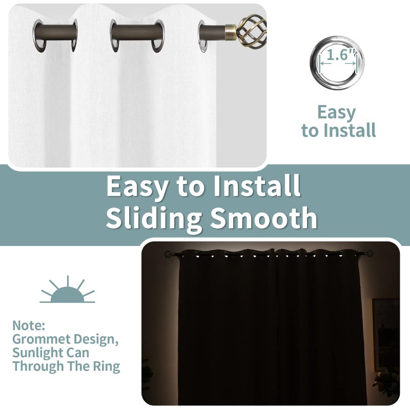 BGment Pure White Blackout Curtains 54 Inch Length for Bedroom 2 Panels Set  Linen Textured Thermal Insulation Soundproof Window Curtain Drapes with Grommet  52 Inch Wide Each Panel - Image 5