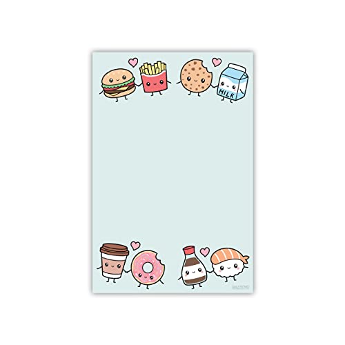 DAILY RITMO Cute Kawaii Food Love Sticky Notes | Food Humor Notebook Notepad Note Card for Novelty Lover Gift | 50 Pages 4x6 - Image 1