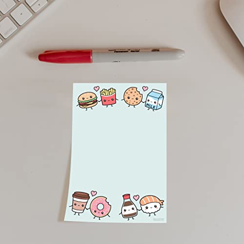 DAILY RITMO Cute Kawaii Food Love Sticky Notes | Food Humor Notebook Notepad Note Card for Novelty Lover Gift | 50 Pages 4x6 - Image 2