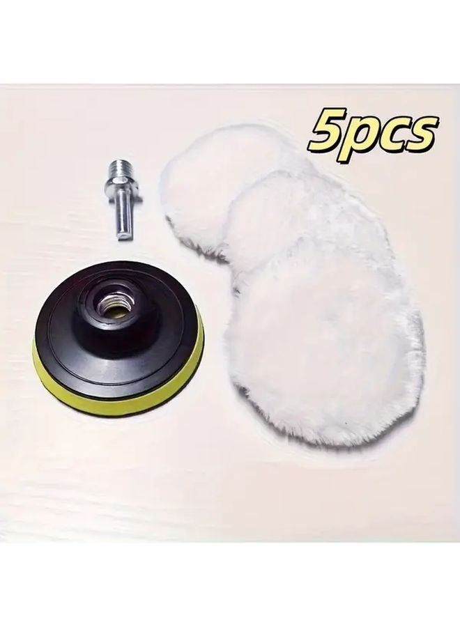 5 قطع من وسادات تلميع السيارات البيضاء مجموعة أقراص مثقاب من البوليستر مقاس 3 بوصة للعناية بالطلاء والتشميع - Image 1