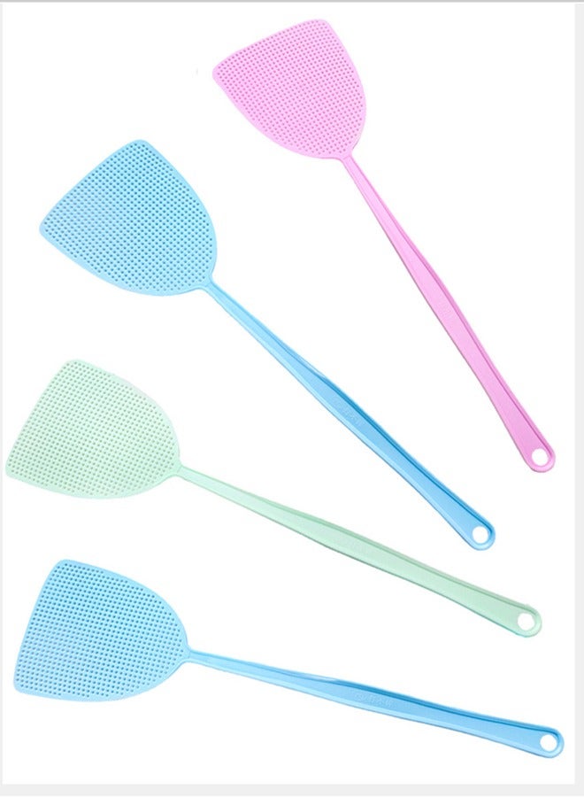 GUSGU Plastic Fly Swatters 4pcs, Strong Durable Flexible Long Handle Manual Fly Swatters Set, Home and Kitchen Helper FlySwatter Assorted Colors.  - Image 1