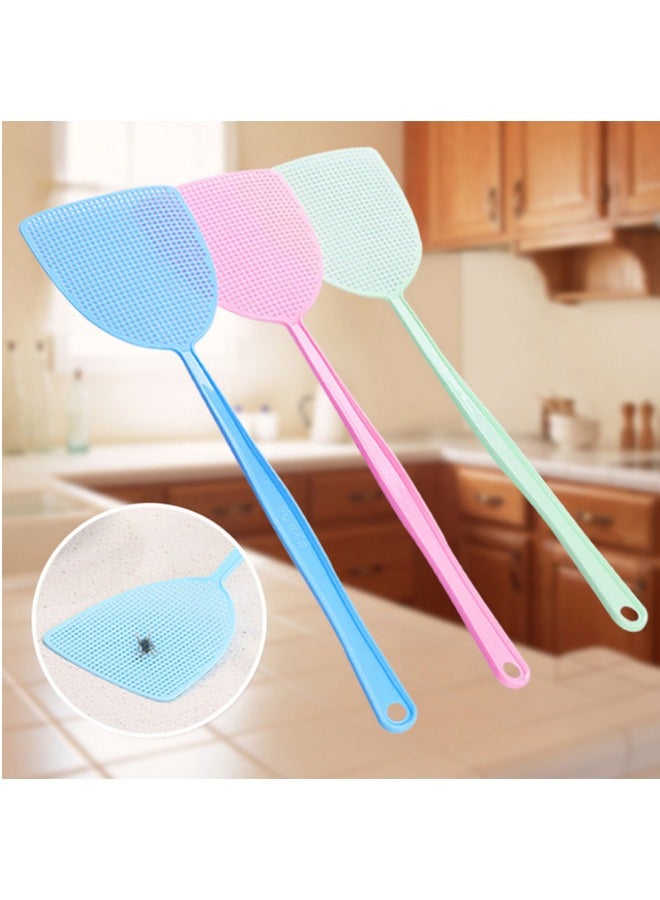 GUSGU Plastic Fly Swatters 4pcs, Strong Durable Flexible Long Handle Manual Fly Swatters Set, Home and Kitchen Helper FlySwatter Assorted Colors.  - Image 5