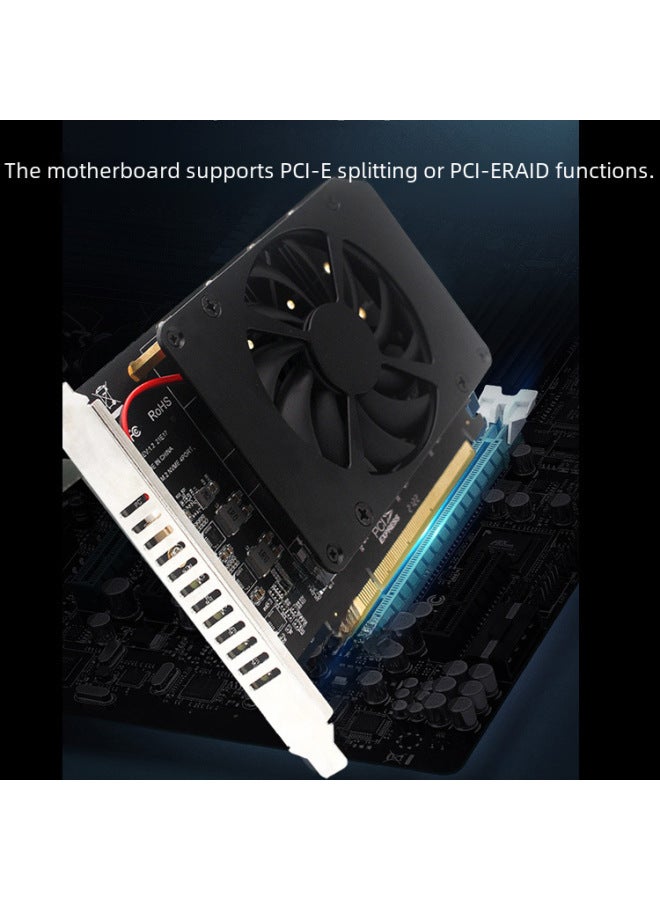 بطاقة توسيع مصفوفة RAID لـ NVMe M.2 M-Key SSD من نوع PCIe x16، محول تقسيم PCIe للوحة الأم - Image 2
