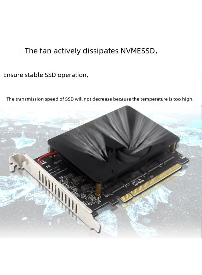 بطاقة توسيع مصفوفة RAID لـ NVMe M.2 M-Key SSD من نوع PCIe x16، محول تقسيم PCIe للوحة الأم - Image 3