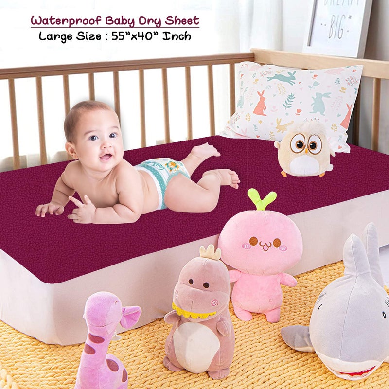 Dream King Waterproof Quick Dry Sheet for Baby| Bed Pad Anti-Piling Fleece Extra Absorbent Washable Matress Protector| Baby Bed Protector - Size Single Bed 220X140 Cm (Rani Pink) - Image 2