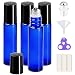 PrettyCare 10 ml 4 Pack Essential Oil Roller Bottles with Stainless Steel Roller Ball Refillable Leakproof Empty Thick Blue Glass Roll on Bottles with Black Caps for Travel Perfume - Image 2