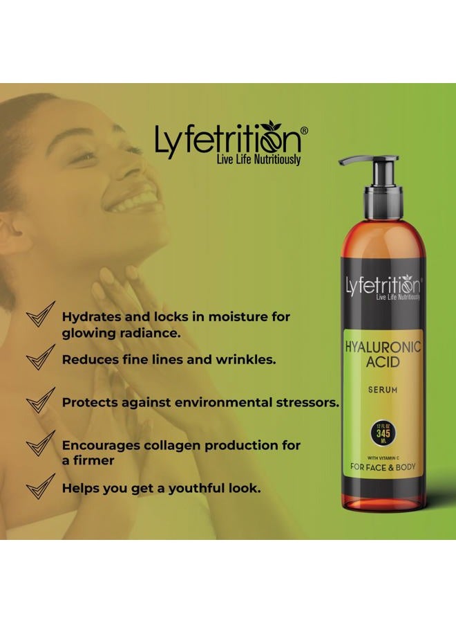 Lyfetrition Hyaluronic Acid Serum for Skin, Moisturizing and Hydrating Serum for All Types of Skin, 100% Natural Face Serum with Vitamin C & Aloe Vera (12 Fl Oz), Clear Serum, (Lyfe7581) - Image 3