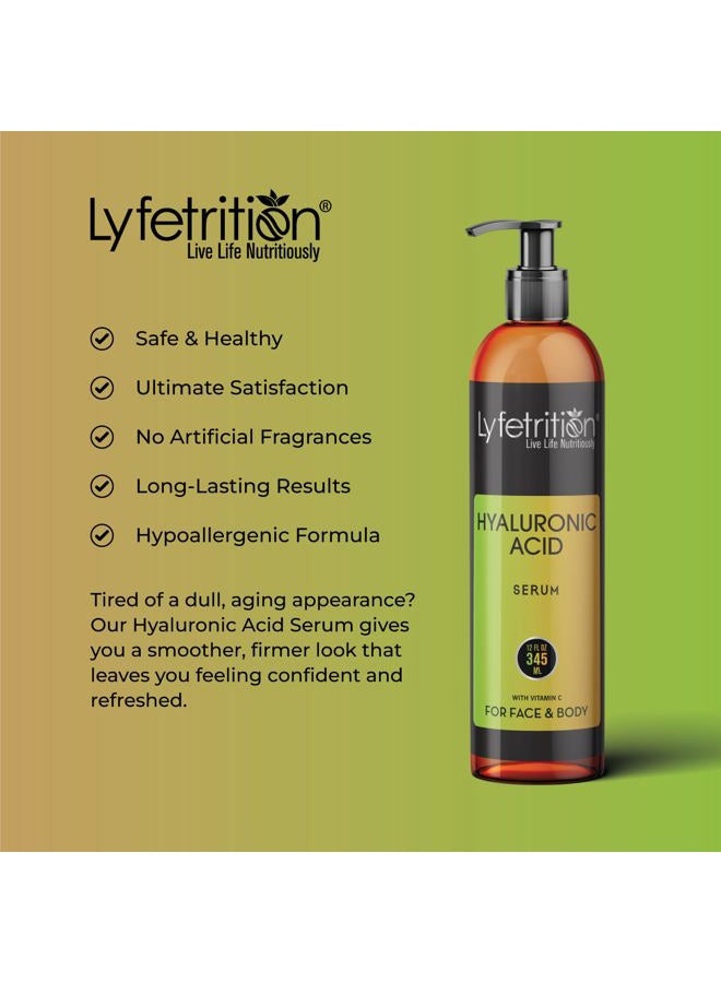 Lyfetrition Hyaluronic Acid Serum for Skin, Moisturizing and Hydrating Serum for All Types of Skin, 100% Natural Face Serum with Vitamin C & Aloe Vera (12 Fl Oz), Clear Serum, (Lyfe7581) - Image 5