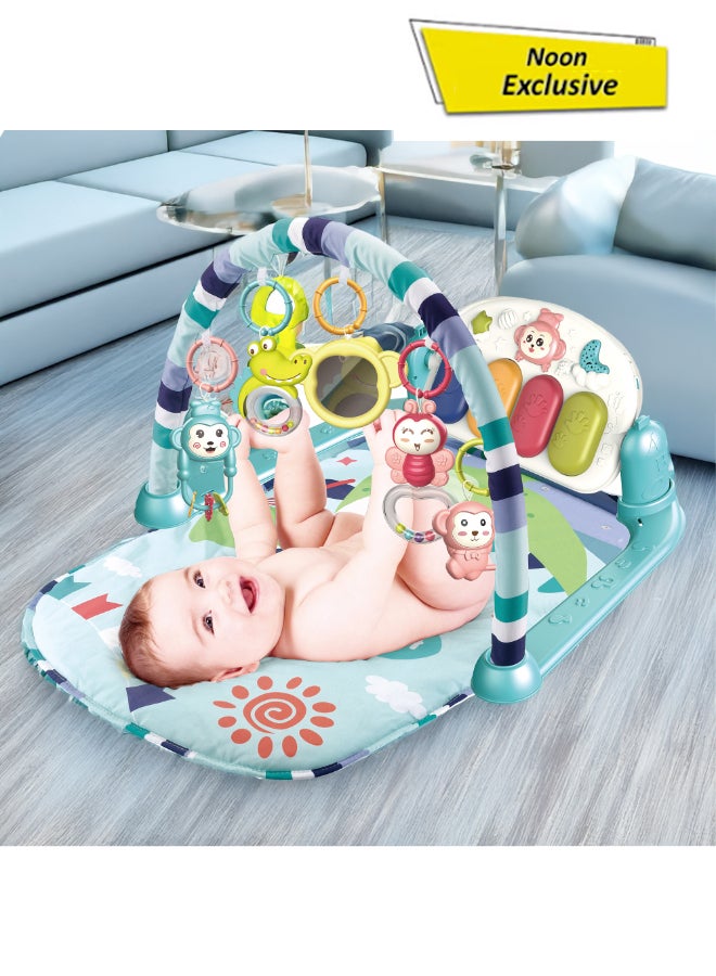 COGNIKIDS سجادة لعب بيانو للأطفال مع لعبة ركل وأضواء - سجادة جيم ناعمة مع موسيقى، جرس معلق ومرآة | سجادة نشاط للأطفال على البطن مع مفاتيح بيانو للأطفال من 0-12 شهر - Image 1