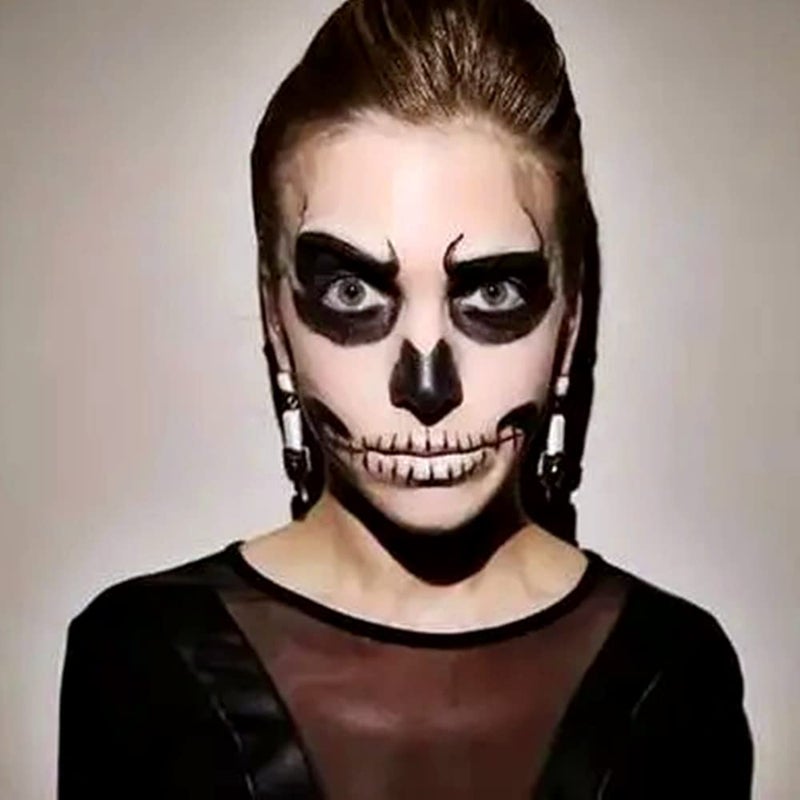 Mysense قلم طلاء الوجه والجسم باللونين الأسود والأبيض من ميسنس، قلم أسود للعيون للرياضات مثل البيسبول والكرة اللينة وكرة القدم، طلاء وجه كريمي قابل للخلط لمكياج عيد الهالوين، مهرج، جمجمة، هيكل عظمي، كوسبلاي - Image 5