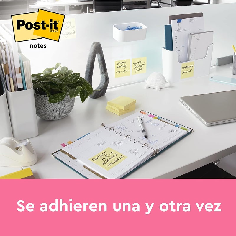 بوست-إت ملاحظات Post-it بلون أصفر كناري، حزمة اقتصادية، تحتوي على 5 ملاحظات بالإضافة إلى ملاحظة مجانية واحدة، 100 ورقة في كل ملاحظة، مقاس 76 مم × 76 مم، لون أصفر – ملاحظات لاصقة لتدوين الملاحظات، قوائم المهام والتذكيرات - Image 4