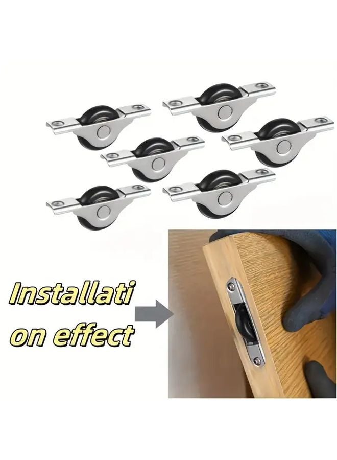 6pcs Heavy Duty Metal Sliding Door Guide Wheels Kit With Rail Easy Installation - Image 4