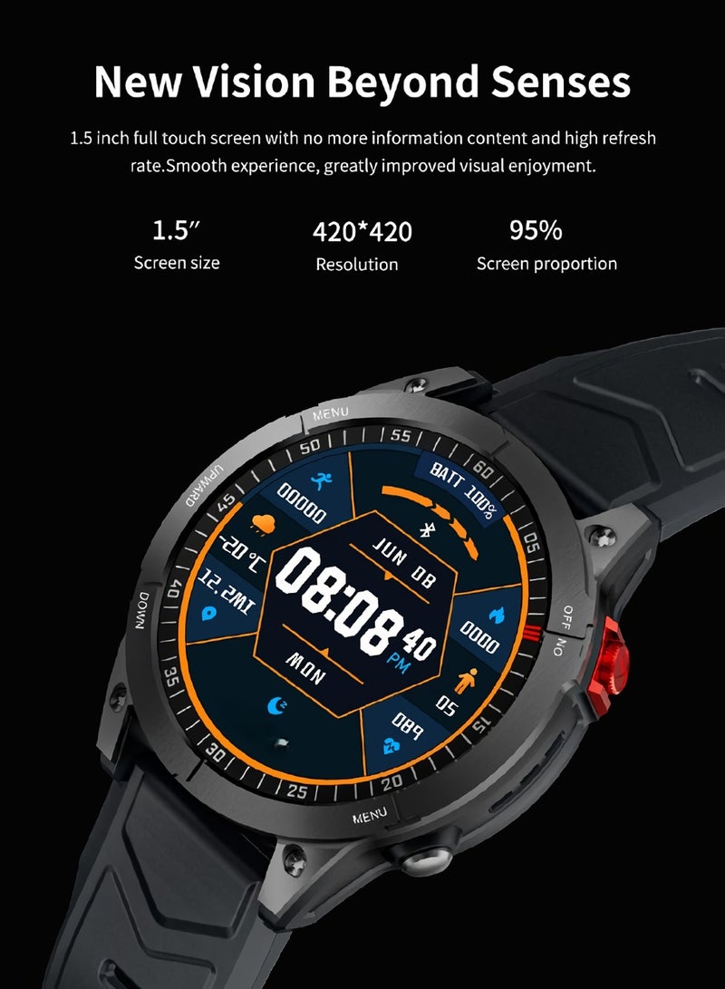 Rugged Sports Smart Watch, Multi Functional Waterproof Activity Tracker Watch, Long Battery Standby Bluetooth Calling Smart Wrist Watch With Heart Rate Blood Oxygen Monitoring, (1pc, Golden) - Image 2