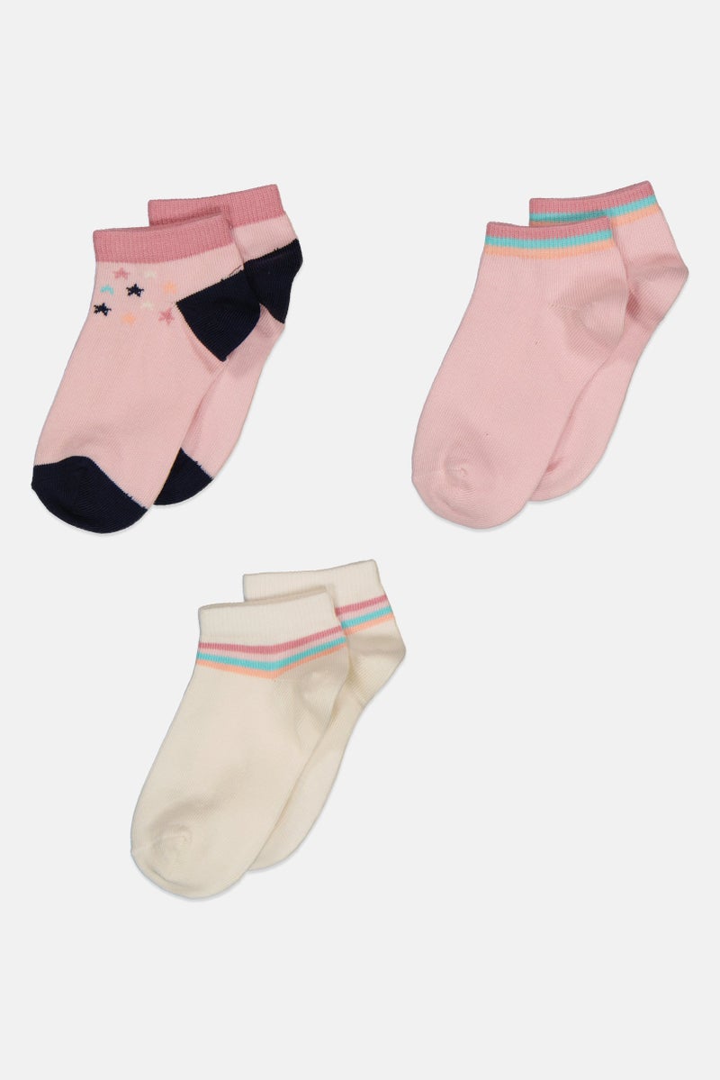 bebe Toddlers Girl 3 Pairs Stripe Ankle Socks, Multicolor  - Image 2
