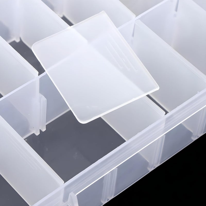 Jinila Jinila 24 Grids Plastic Storage Box with Dividers Empty Rectangular Storage Box Case Transparent Box for Earring Fishing Hooks and Small Accessories Pack Of 1 Box  - Image 4