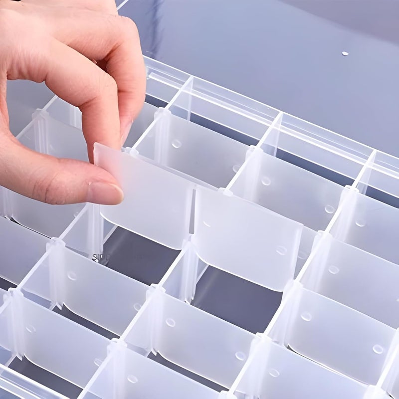 Jinila Jinila 24 Grids Plastic Storage Box with Dividers Empty Rectangular Storage Box Case Transparent Box for Earring Fishing Hooks and Small Accessories Pack Of 1 Box  - Image 3
