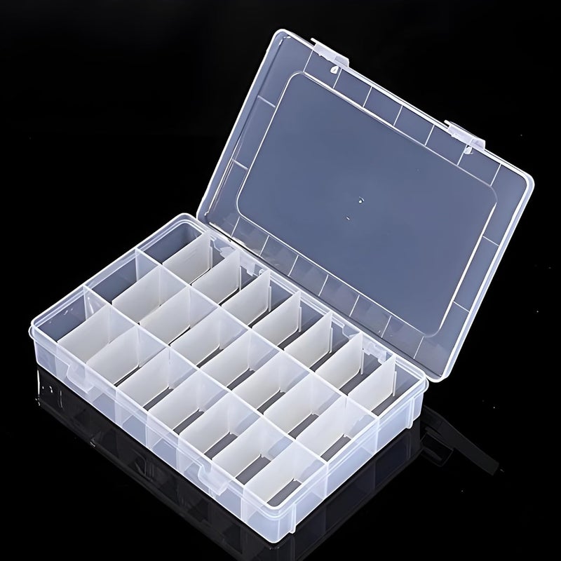 Jinila Jinila 24 Grids Plastic Storage Box with Dividers Empty Rectangular Storage Box Case Transparent Box for Earring Fishing Hooks and Small Accessories Pack Of 1 Box  - Image 1