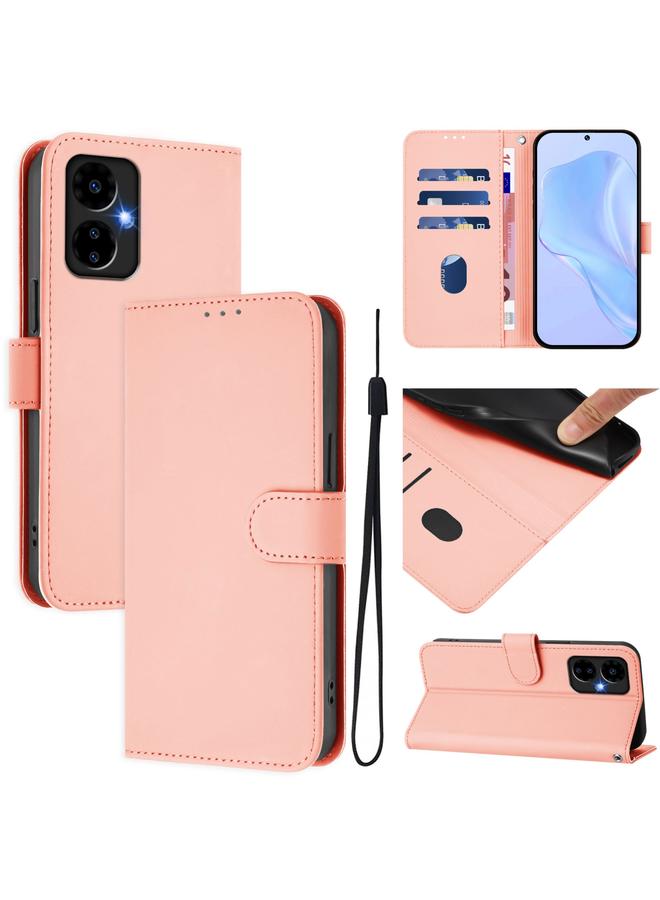 زبون جراب لهاتف Boost MobIle Celero 5G 2024 / 3 5G جراب هاتف من الجلد بلون سادة مع حبل - Image 1