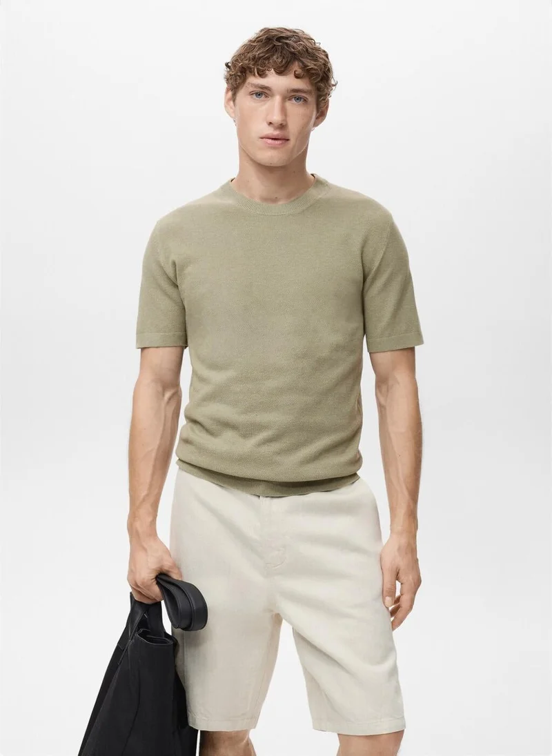 Mango Man Cotton fine-knit t-shirt