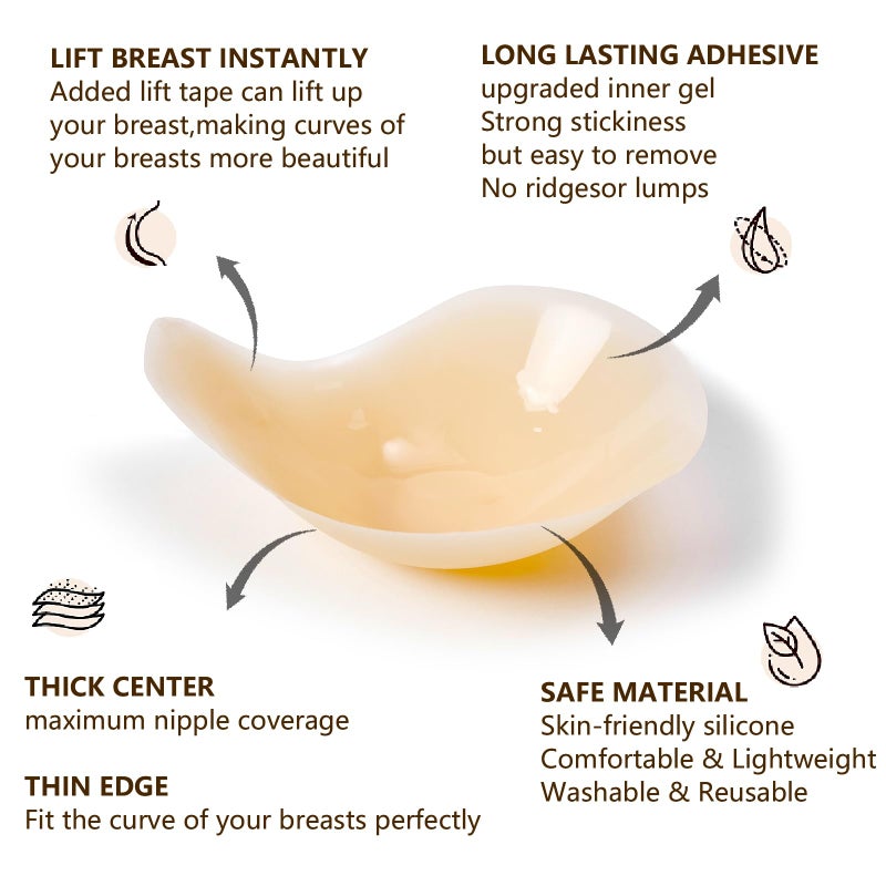Bontierie Nipple Covers Sticky Push up Bra Added Lift Seamless Ultra-Thin Pasties Women Adhesive Bras - Image 3