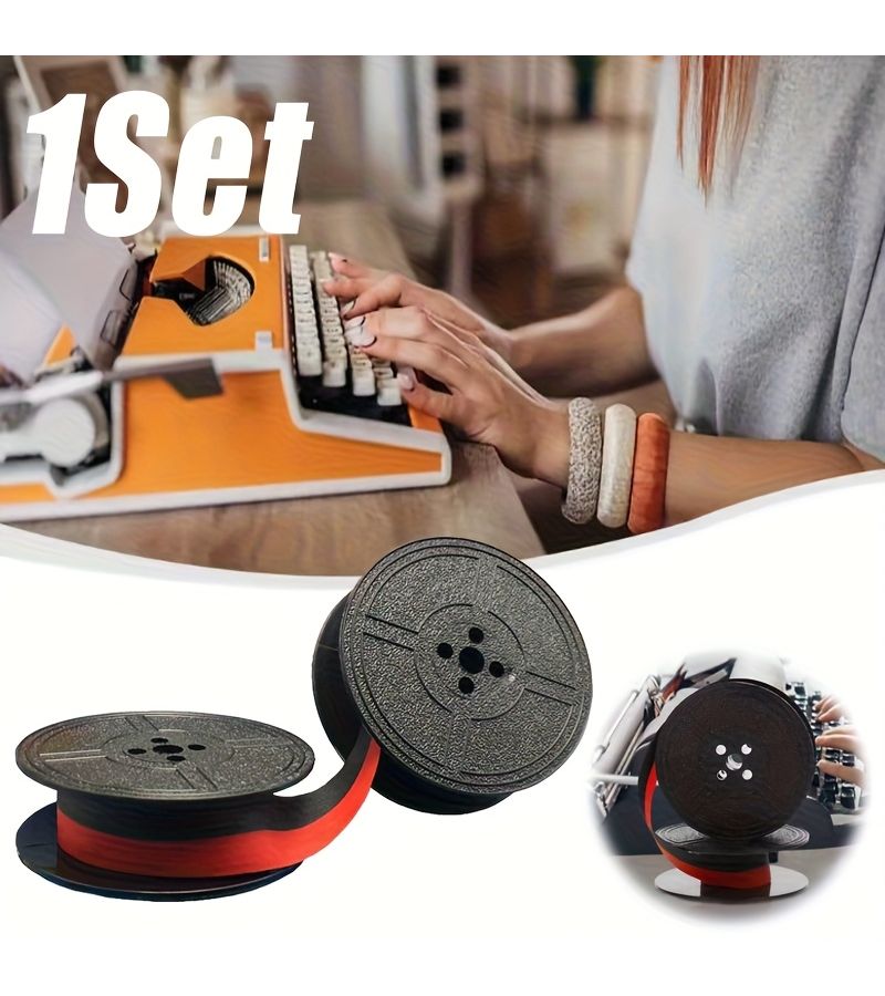 1 Set Old Style Typewriter Ribbon Double Circle Red Ink Portable Retro Compatible Manual Electric - Image 1
