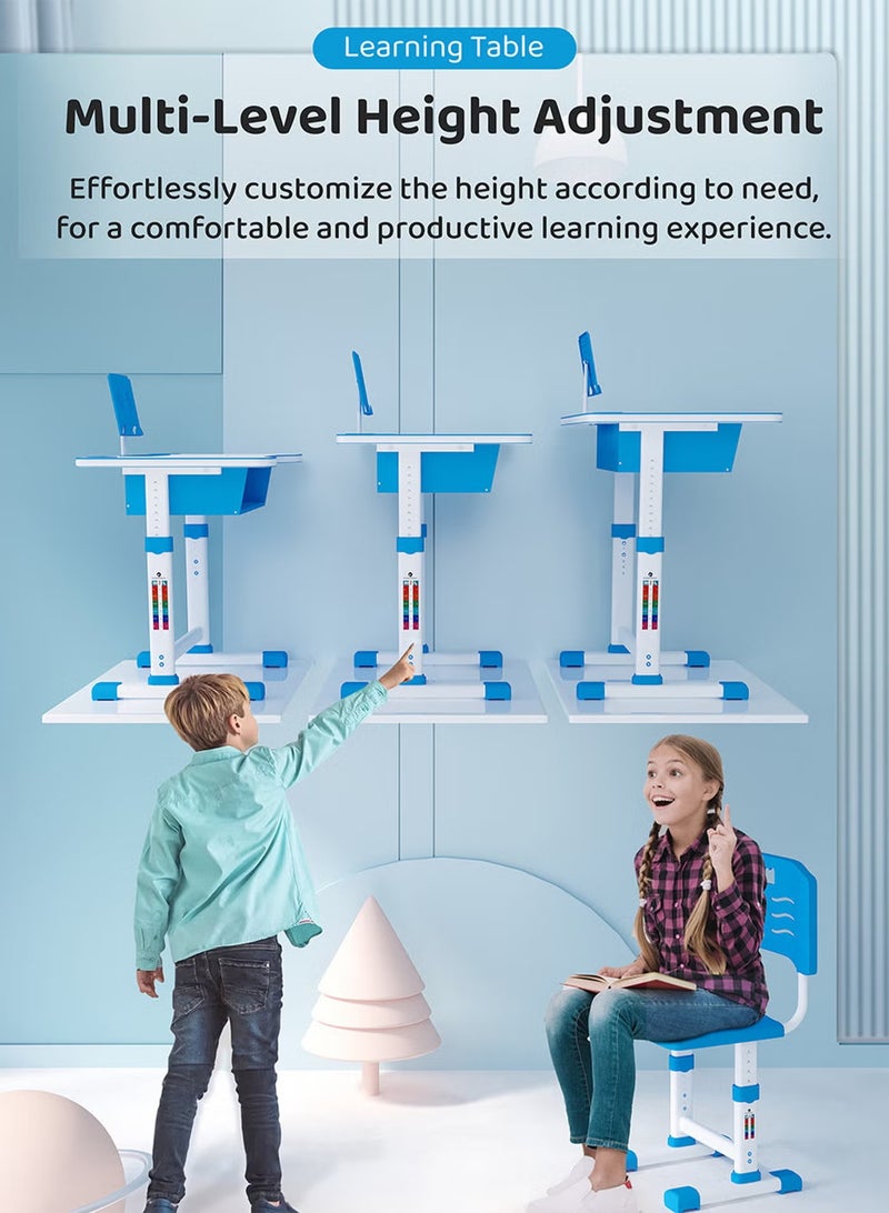 Toshionics Adjustable Kids Study Desk And Chair Set Educational Table with Ergonomic Design Safe Construction Ample Storage Ideal for Home Learning Nursery Creativity Growing with Your Baby Child - Image 2