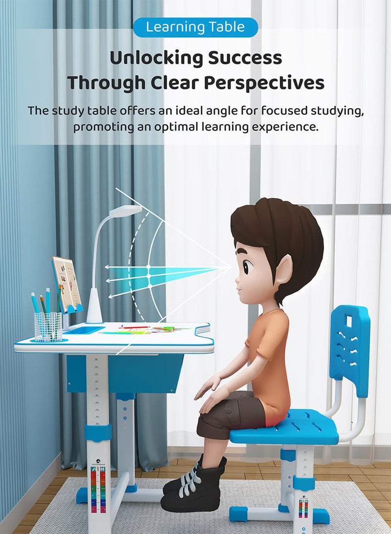 Toshionics Adjustable Kids Study Desk And Chair Set Educational Table with Ergonomic Design Safe Construction Ample Storage Ideal for Home Learning Nursery Creativity Growing with Your Baby Child - Image 4