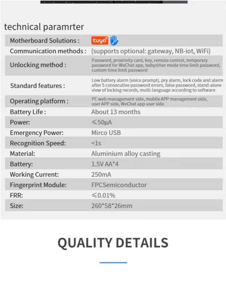 تي تي لوكس قفل باب خشبي TTLOCK H1، لوحة جرافيتي، 28 لغة، قفل ذكي بكلمة مرور ببصمة الإصبع (مع بصمة الإصبع) - Image 5