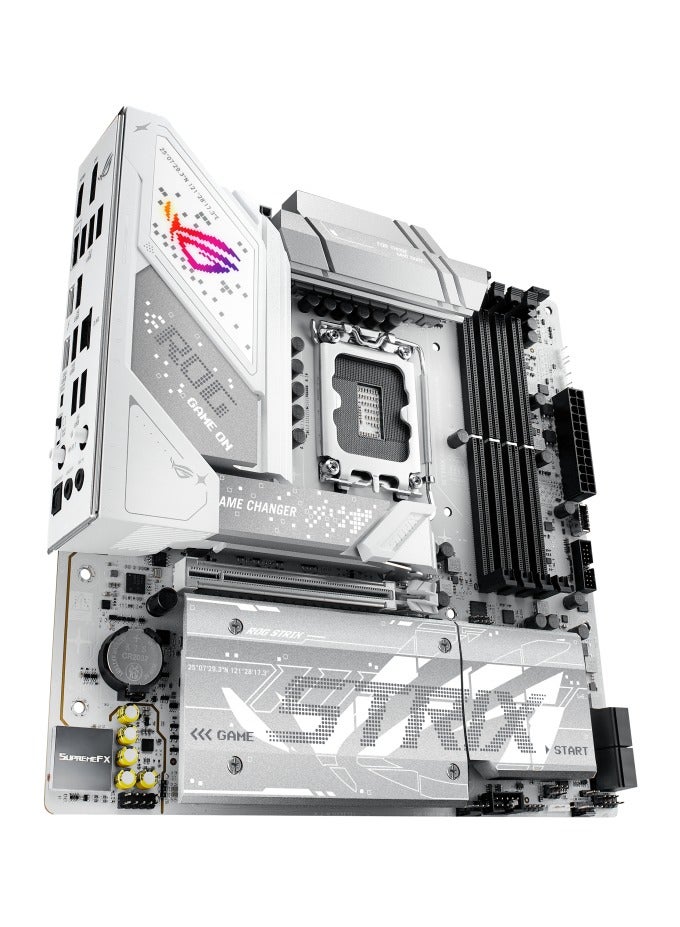 أسوس لوحة أم ROG Strix B860-G للألعاب WiFi، Micro-ATX، مقبس LGA1851، شريحة Intel B860، تدعم معالجات Intel Core Ultra من الجيل 14/13، DDR5 9066+ MHz OC، PCIe 5.0 x16، 4x M.2 (1x Gen5)، 4x SATA 6Gb/s، Wi-Fi 7، Bluetooth 5.4، LAN بسرعة 2.5Gb، Thunderbolt 4 USB-C، HDMI، DisplayPort، Aura Sync RGB، صوت SupremeFX 7.1، BIOS FlashBack | 90MB1JF0-M0EAY0 - Image 5
