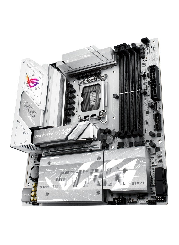 أسوس لوحة أم ROG Strix B860-G للألعاب WiFi، Micro-ATX، مقبس LGA1851، شريحة Intel B860، تدعم معالجات Intel Core Ultra من الجيل 14/13، DDR5 9066+ MHz OC، PCIe 5.0 x16، 4x M.2 (1x Gen5)، 4x SATA 6Gb/s، Wi-Fi 7، Bluetooth 5.4، LAN بسرعة 2.5Gb، Thunderbolt 4 USB-C، HDMI، DisplayPort، Aura Sync RGB، صوت SupremeFX 7.1، BIOS FlashBack | 90MB1JF0-M0EAY0 - Image 4