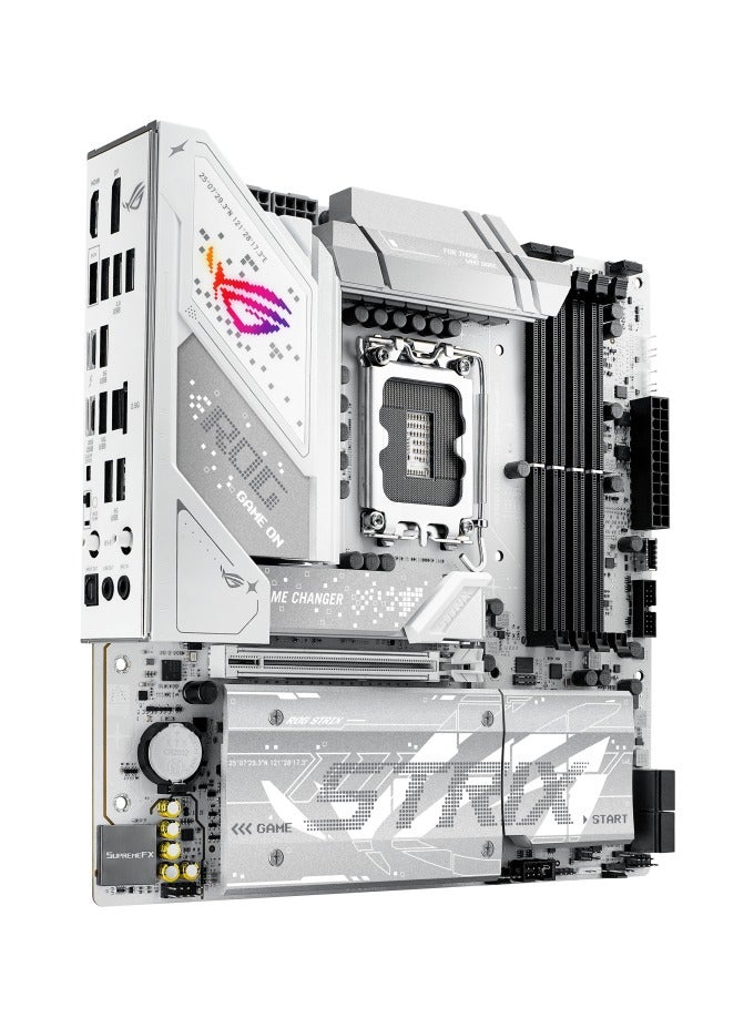 أسوس لوحة أم ROG Strix B860-G للألعاب WiFi، Micro-ATX، مقبس LGA1851، شريحة Intel B860، تدعم معالجات Intel Core Ultra من الجيل 14/13، DDR5 9066+ MHz OC، PCIe 5.0 x16، 4x M.2 (1x Gen5)، 4x SATA 6Gb/s، Wi-Fi 7، Bluetooth 5.4، LAN بسرعة 2.5Gb، Thunderbolt 4 USB-C، HDMI، DisplayPort، Aura Sync RGB، صوت SupremeFX 7.1، BIOS FlashBack | 90MB1JF0-M0EAY0 - Image 3