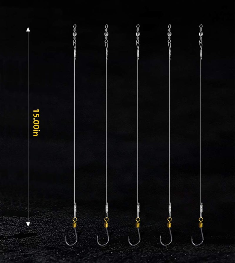Dyxssm Fishing Hooks and Leader, Fishing Rigs Hook Line Stainless Steel Fishing Rigging Wire Hooks (6#, Style-A: 1 Hook rig) - Image 2