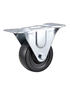 ACE Durable Heavy Duty Rigid Plate Mount Soft Rubber Caster Silver and Black 3 Inch 9483 