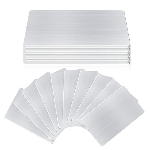 AOKLIT 50 pcs 304 Stainless Steel Metal Business Cards Blanks, 3.4 x 2.1 Inch Thickness 0.5 mm Metal Card Laser Engraving Steel Plates for Business House Customer DIY Gift - Image 1