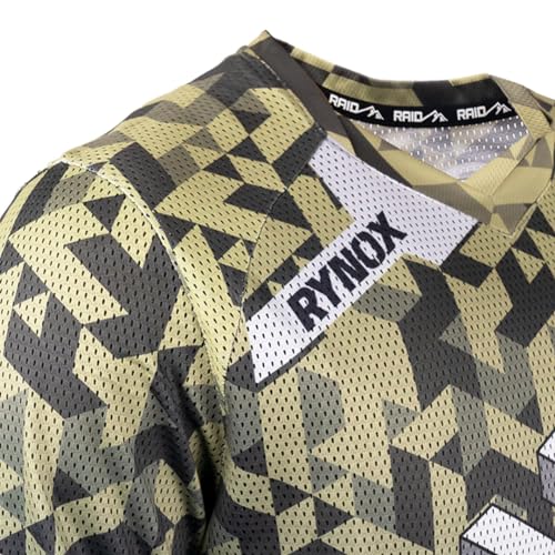Rynox Fusion Neo Offroad Jersey | Mesh V-Shaped Collar Motocross Jersey with Active Ventilation - Camo Green Small - Image 5