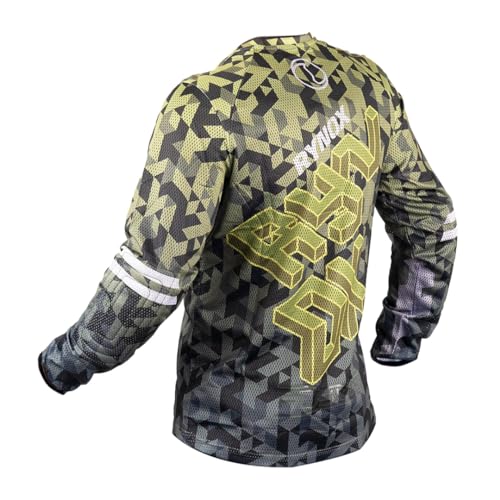 Rynox Fusion Neo Offroad Jersey | Mesh V-Shaped Collar Motocross Jersey with Active Ventilation - Camo Green Small - Image 2