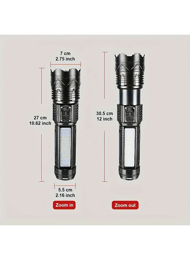 Black Aluminum Alloy Flashlight 7800mAh High Power Side Light Outdoor Searchlight - Image 4