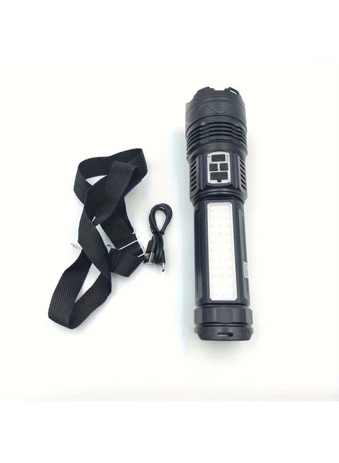 Black Aluminum Alloy Flashlight 7800mAh High Power Side Light Outdoor Searchlight - Image 1