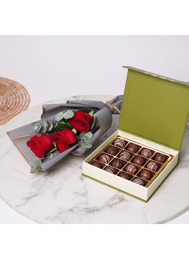 Chocolate Truffles And Bunch Of 3 Red Fresh Roses - pzsku/Z8313CDBB9C73D7D1764AZ/45/_/1725455382/00a3459a-6db2-4ef4-a94f-d8f47fd8166f