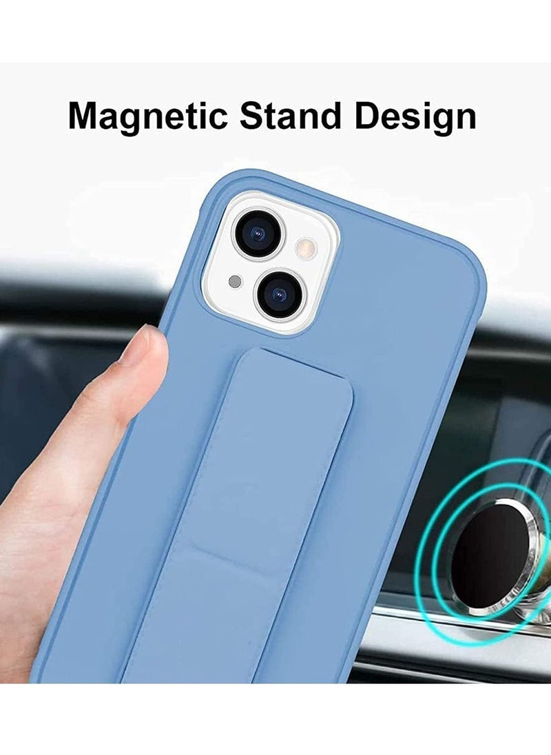 Case for iPhone 14 Plus, Back Stand Case with Magnet Holder Hand Grip Magnetic Car Mount Anti Scratch Shockproof Cover Case for iPhone 14 Plus (iPhone 14 Plus, Light Blue) - Image 3